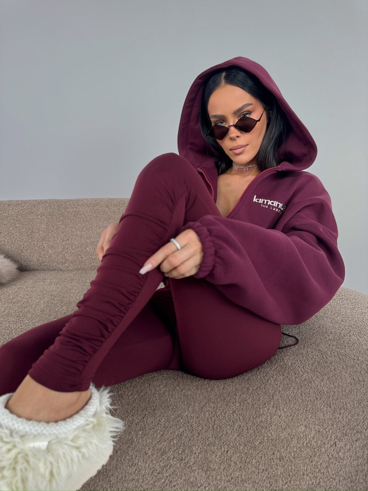 Legginsy z lycry CURVE, bordo