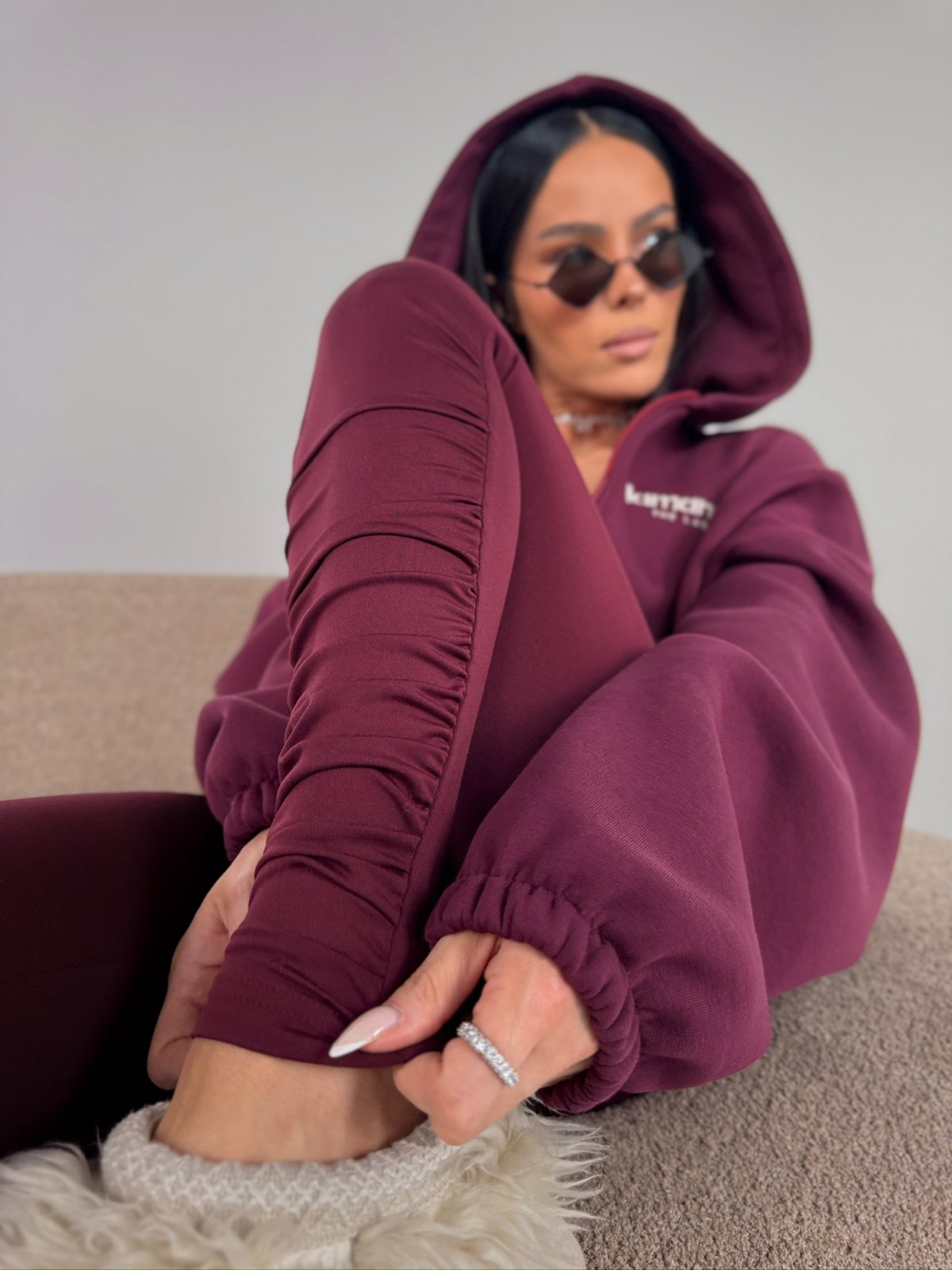 Legginsy z lycry CURVE, bordo