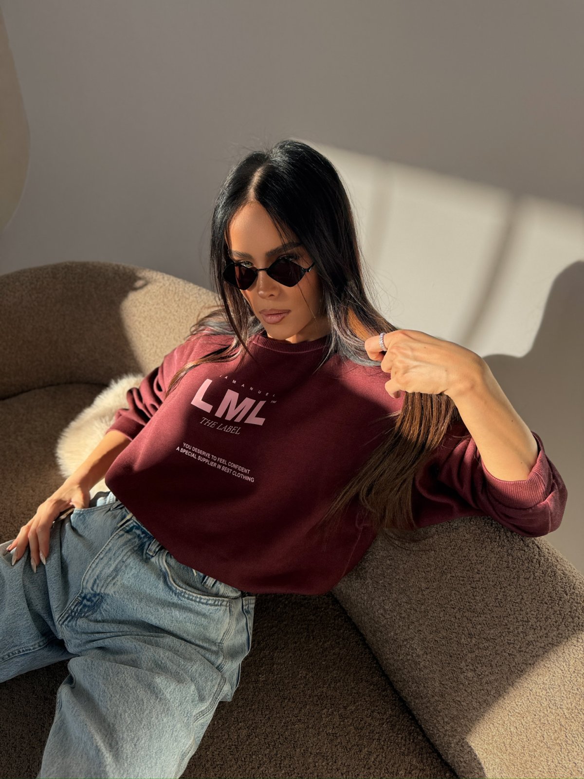 Bluza dresowa MIDNIGHT, bordo