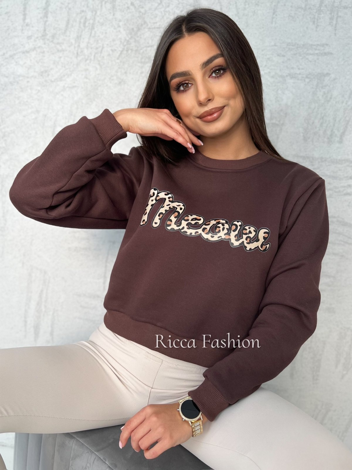 Bluza MEOW by Ricca, chocolate