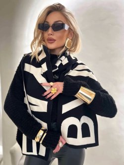 Szal z kaszmirem BY ME, czarny