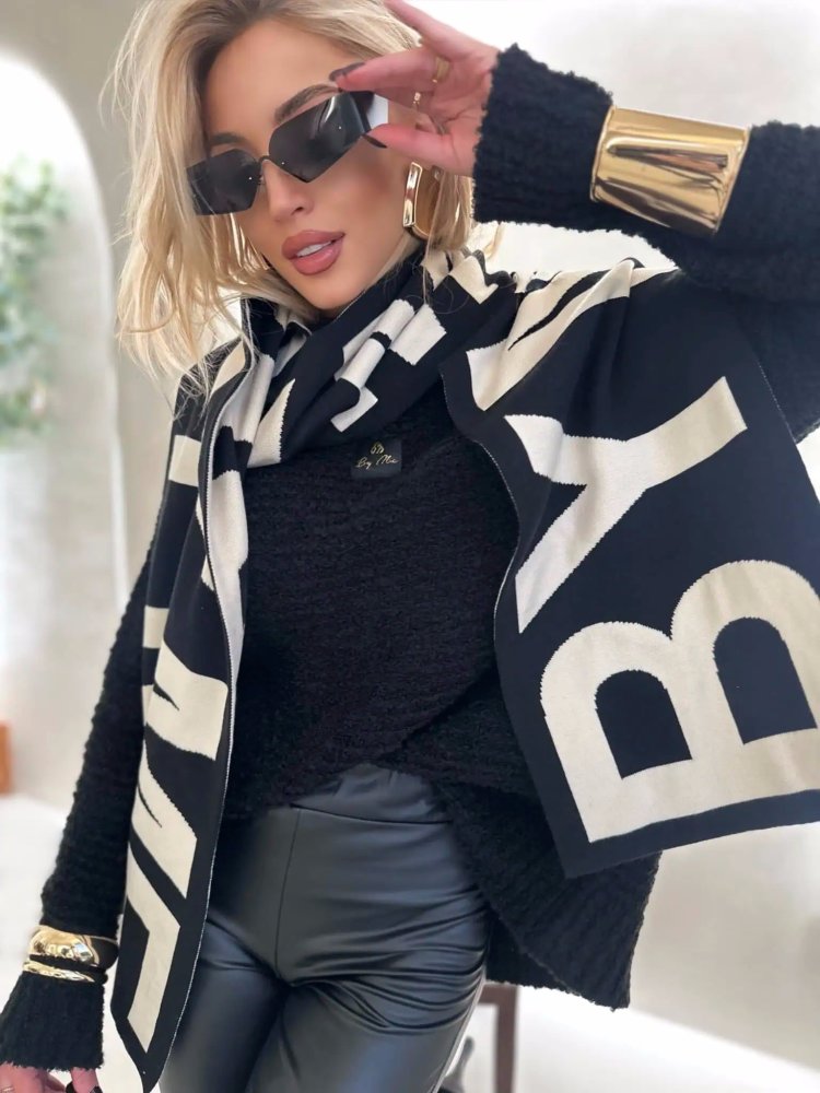 Szal z kaszmirem BY ME, czarny