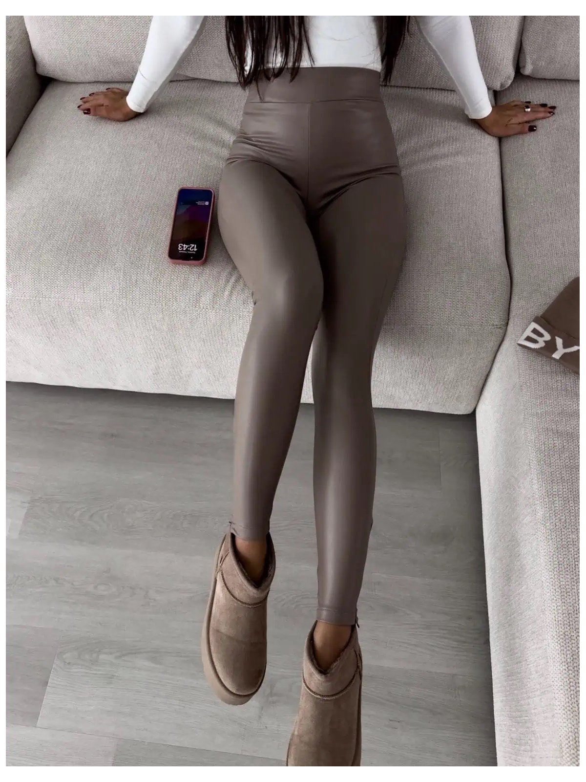 Legginsy LEATHER, mokka