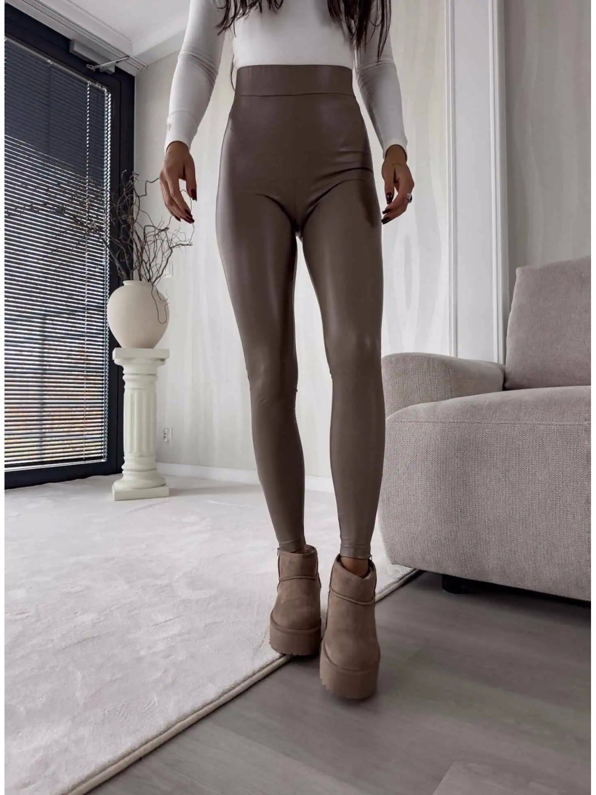 Legginsy LEATHER, mokka