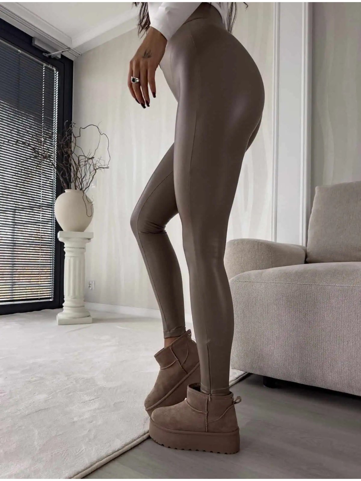 Legginsy LEATHER, mokka