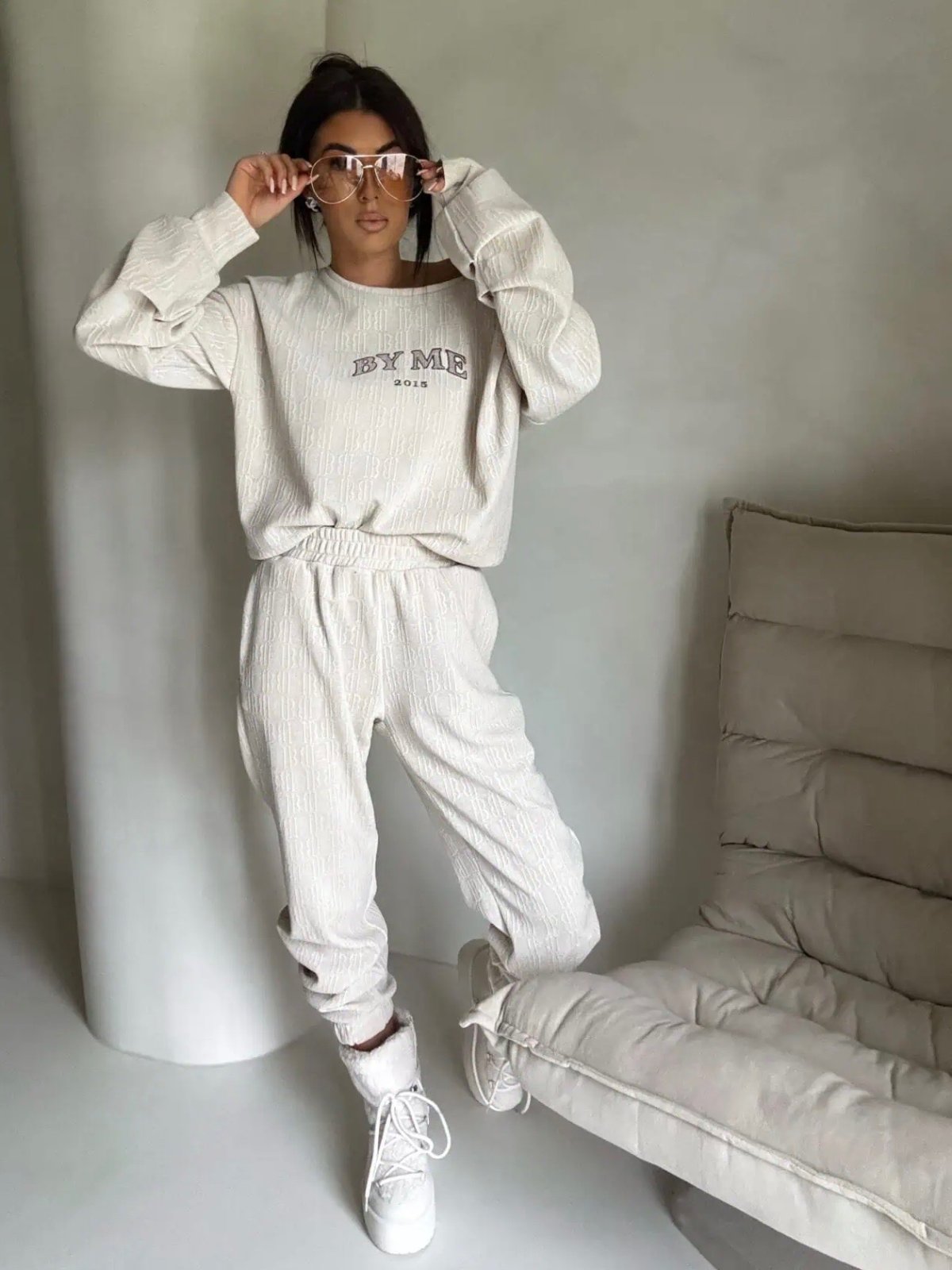 Komplet z bawełną BARIO, jasny beż