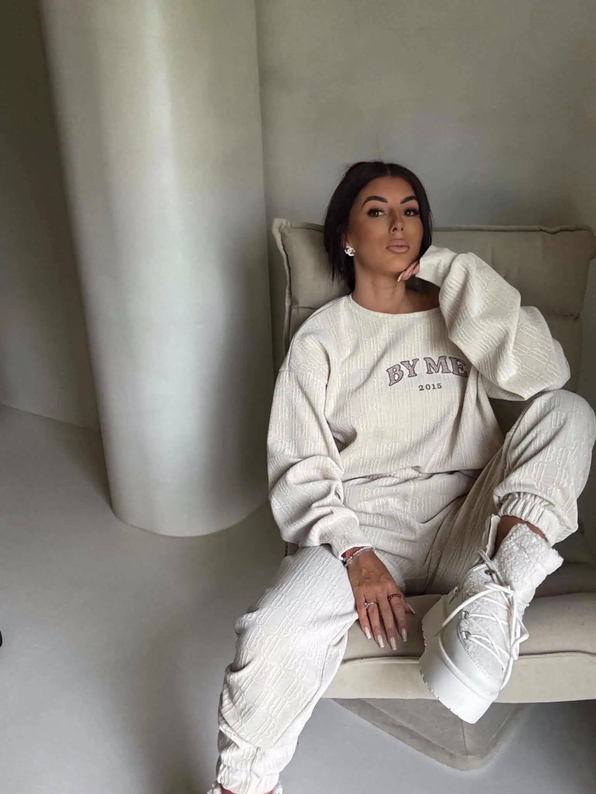 Komplet z bawełną BARIO, jasny beż