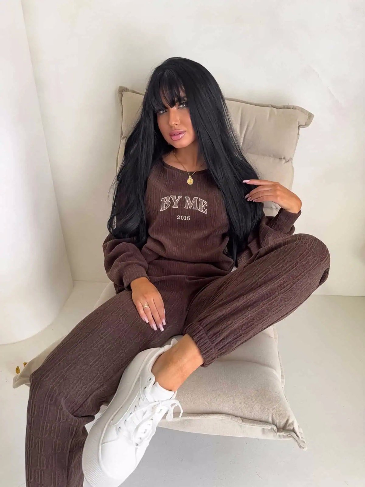 Komplet z bawełną BARIO, czekolada