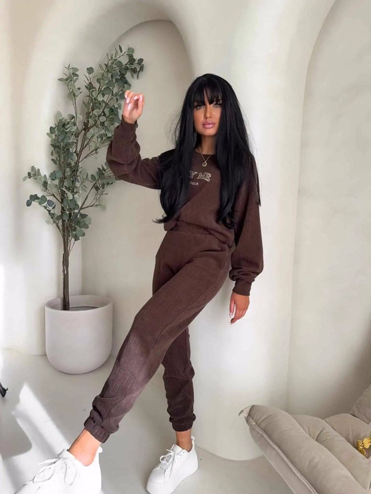 Komplet z bawełną BARIO, czekolada