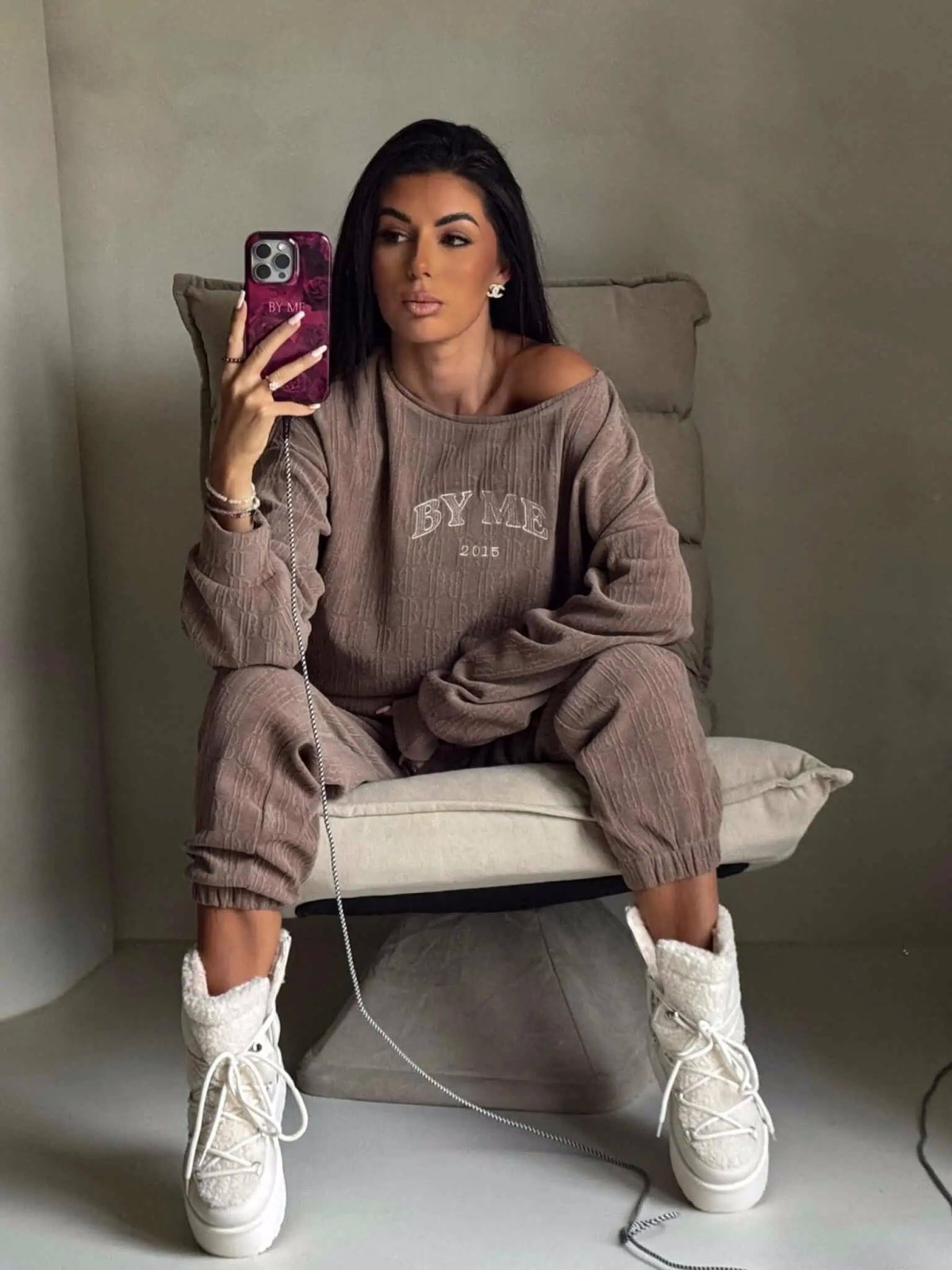 Komplet z bawełną BARIO, mokka