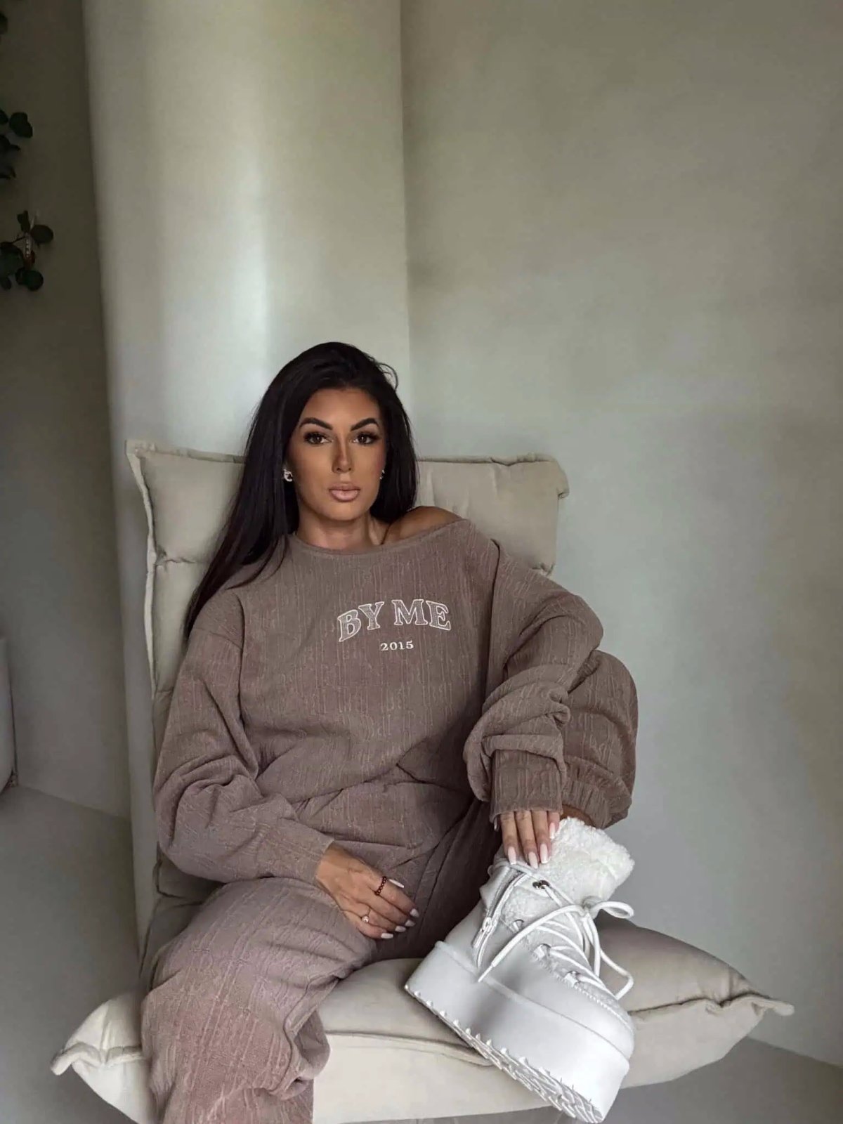 Komplet z bawełną BARIO, mokka