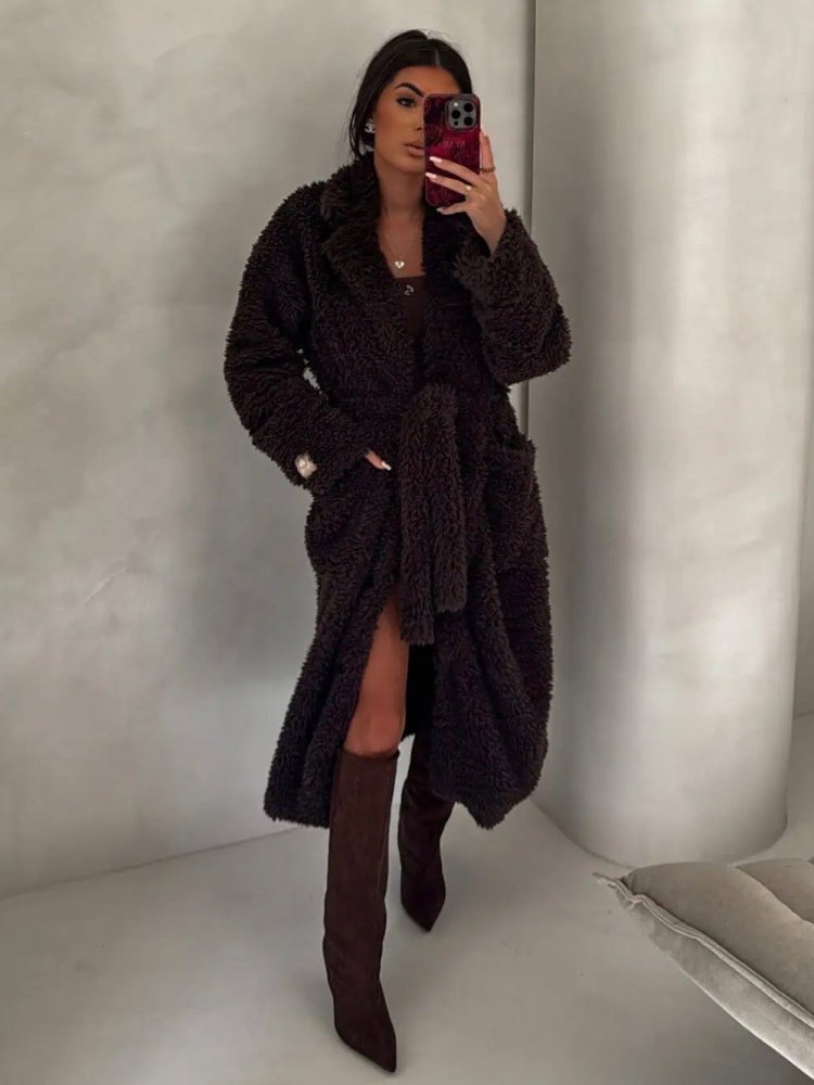 Płaszcz FUR, czekolada