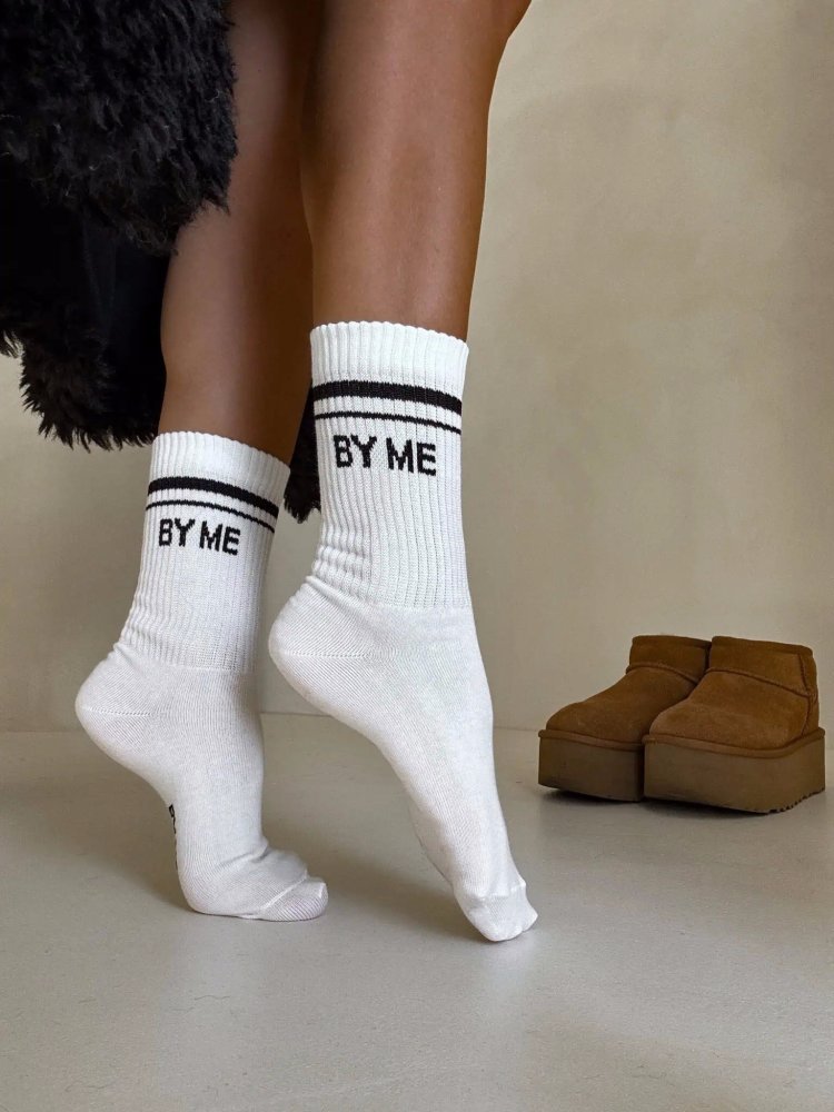 Skarpetki STRIPE, ecru-czarne