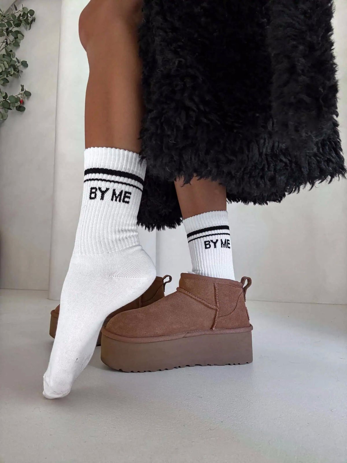 Skarpetki STRIPE, ecru-czarne