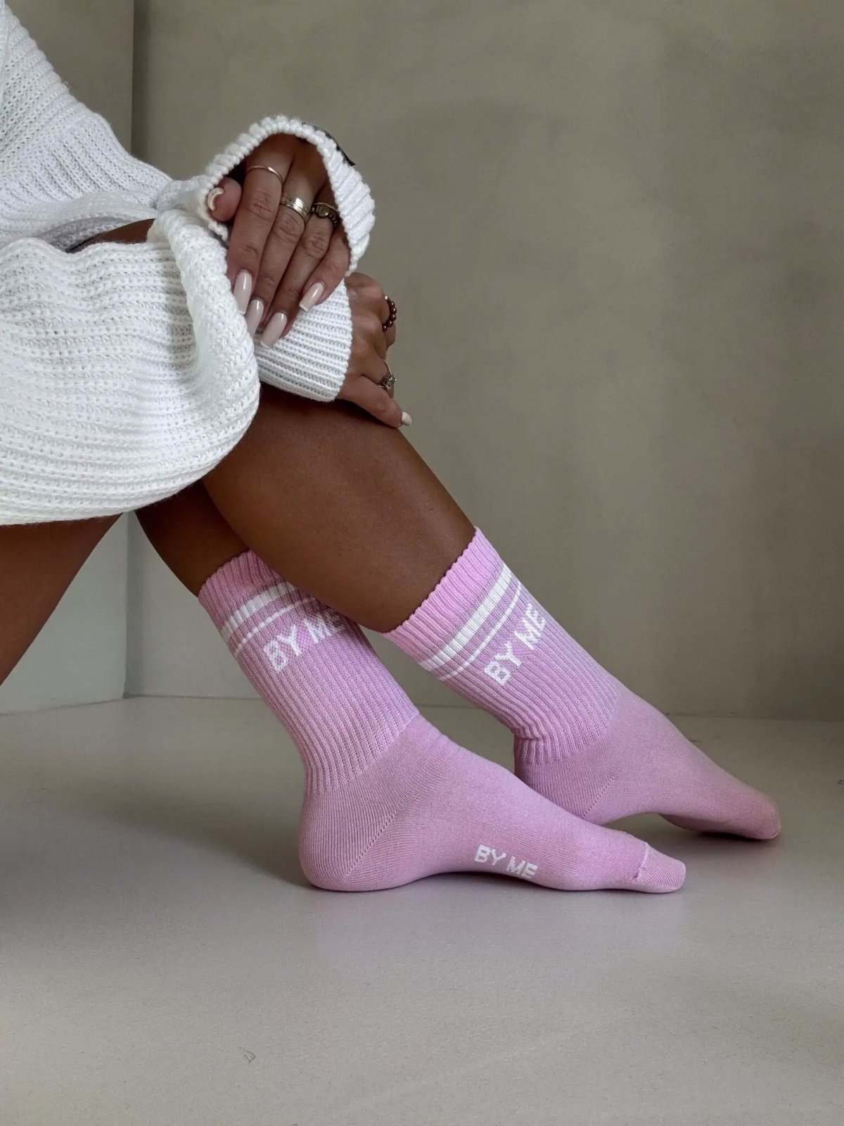 Skarpetki STRIPE, różowo-białe