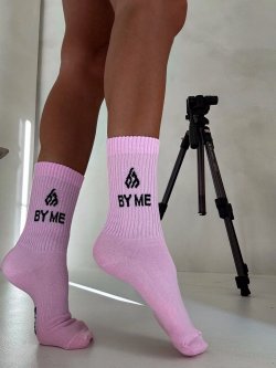 Skarpetki BYME, róż/czarne logo