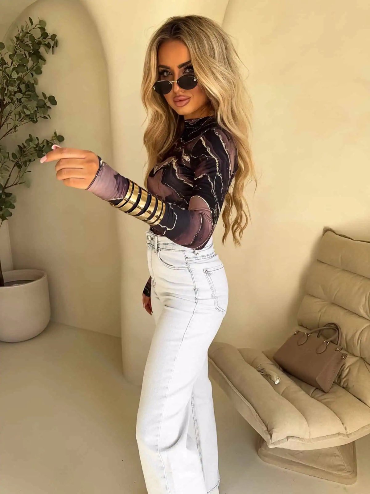 Bluzka SKIN MARMUREK, czekolada