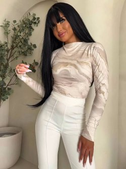 Bluzka SKIN MARMUREK, ecru