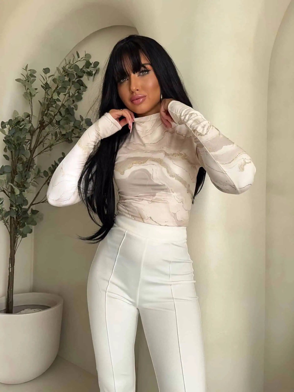 Bluzka SKIN MARMUREK, ecru