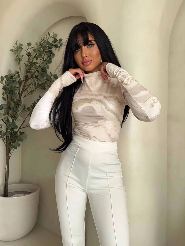 Bluzka SKIN MARMUREK, ecru