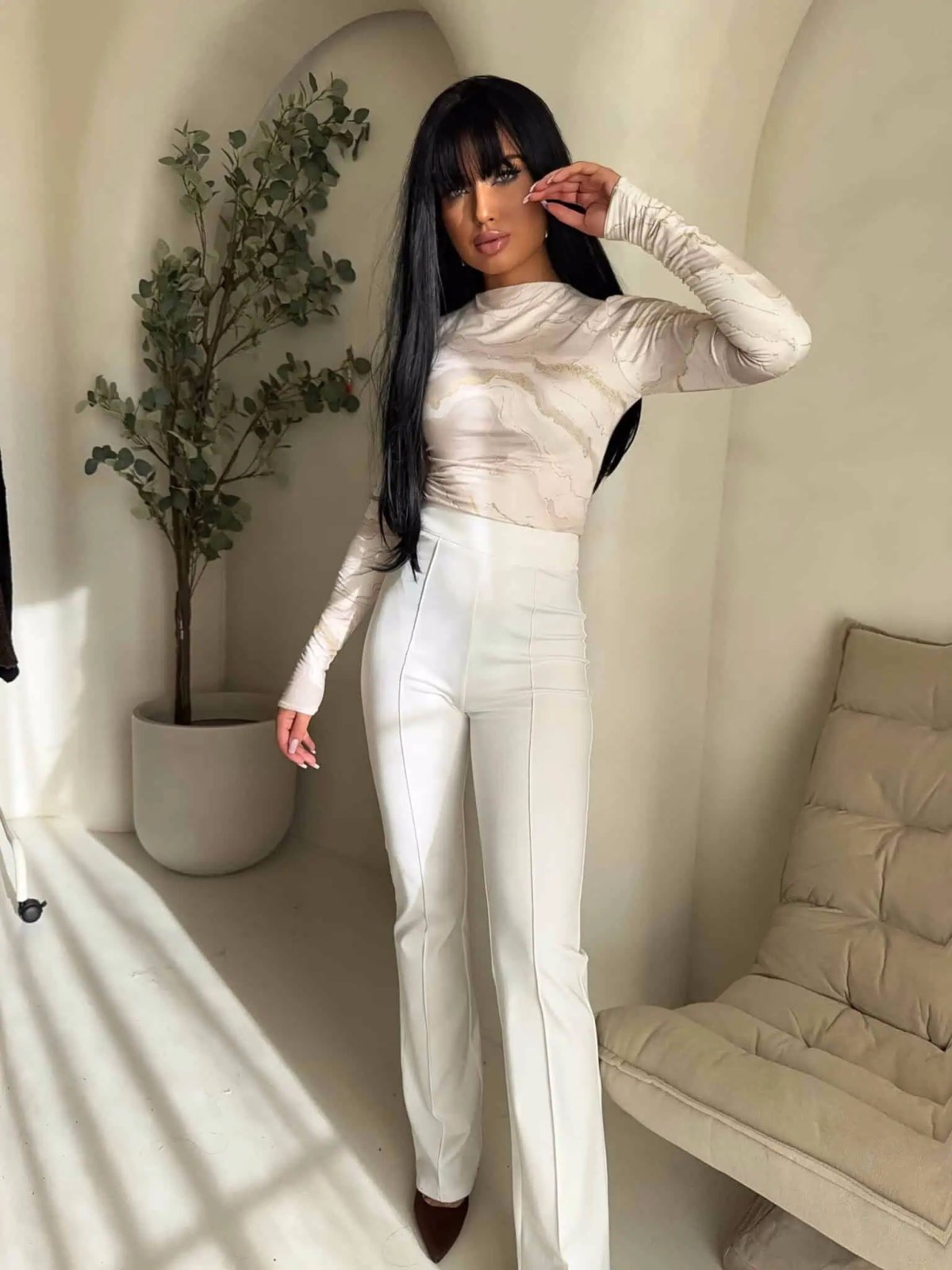 Bluzka SKIN MARMUREK, ecru