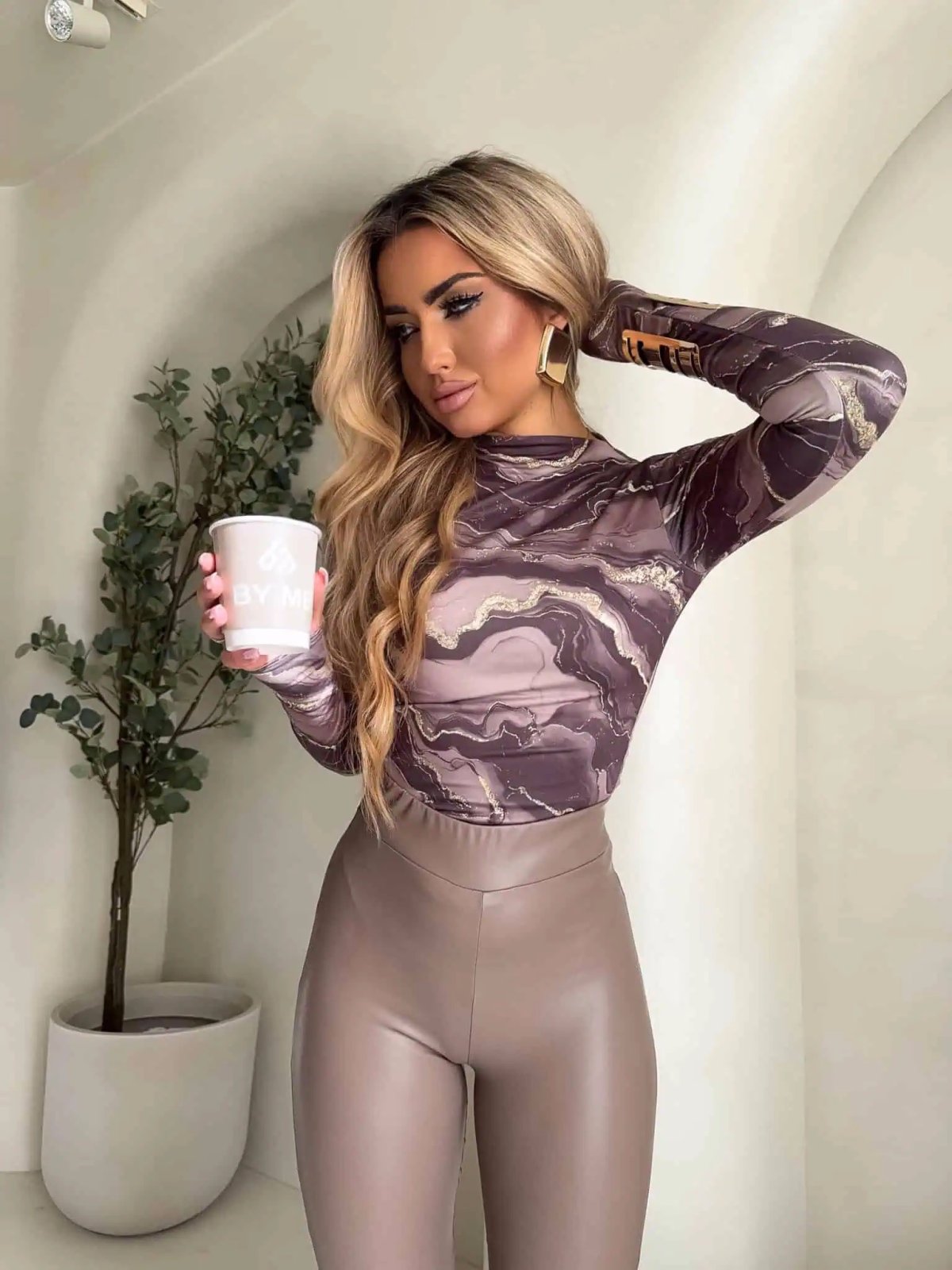 Bluzka SKIN MARMUREK, mokka