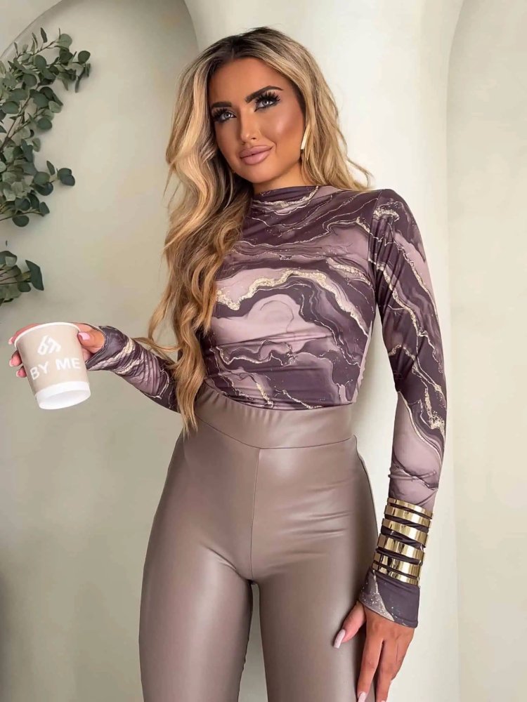 Bluzka SKIN MARMUREK, mokka