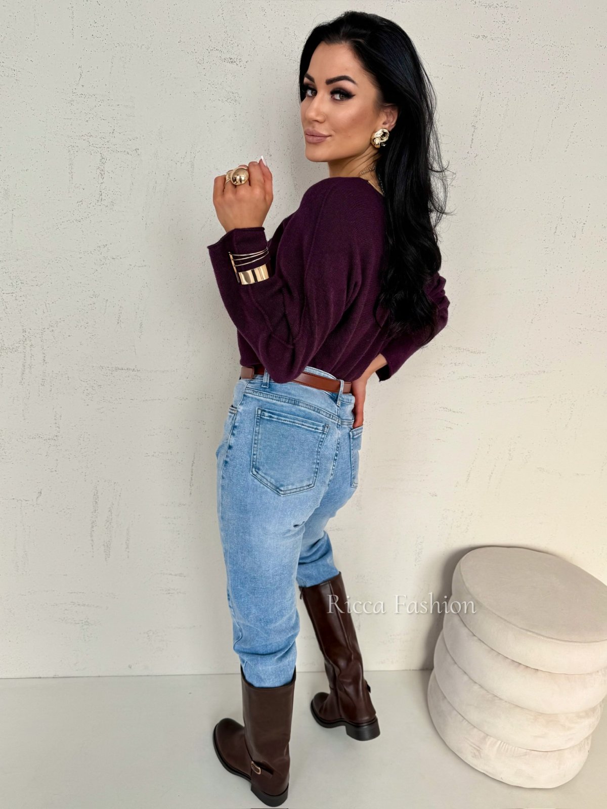 Sweter z wiskozą JASPER, plum