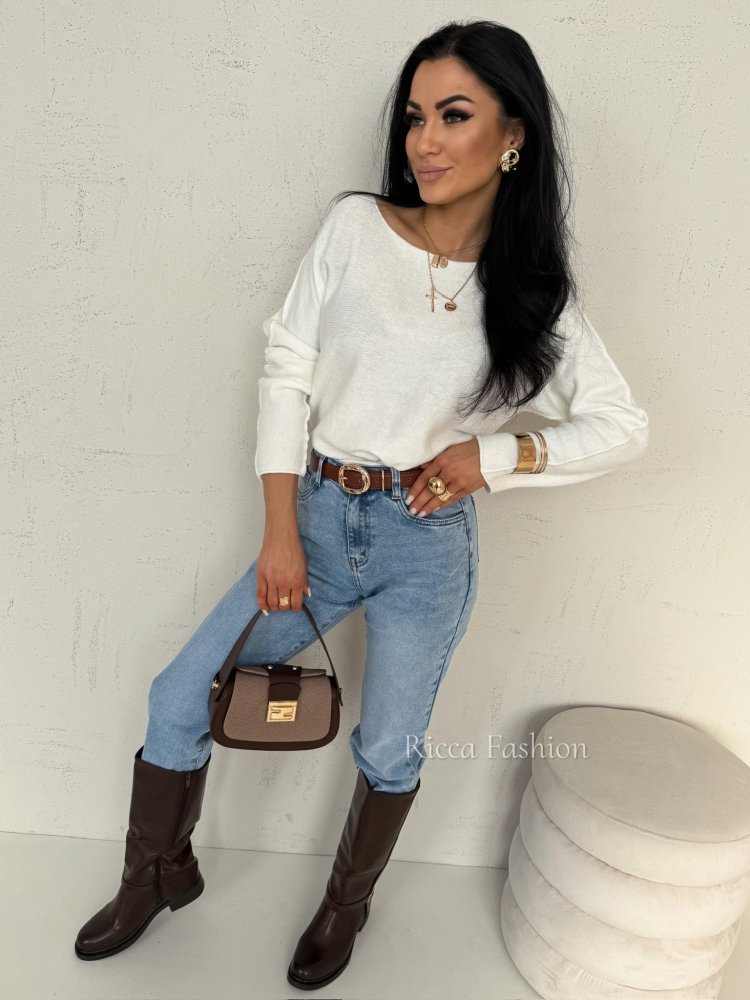 Sweter z wiskozą JASPER, ecru