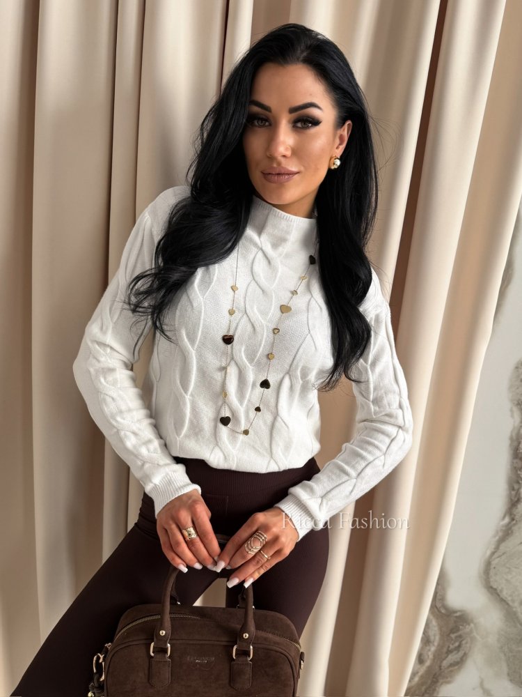 Sweter z wiskozą RAFAEL, ecru