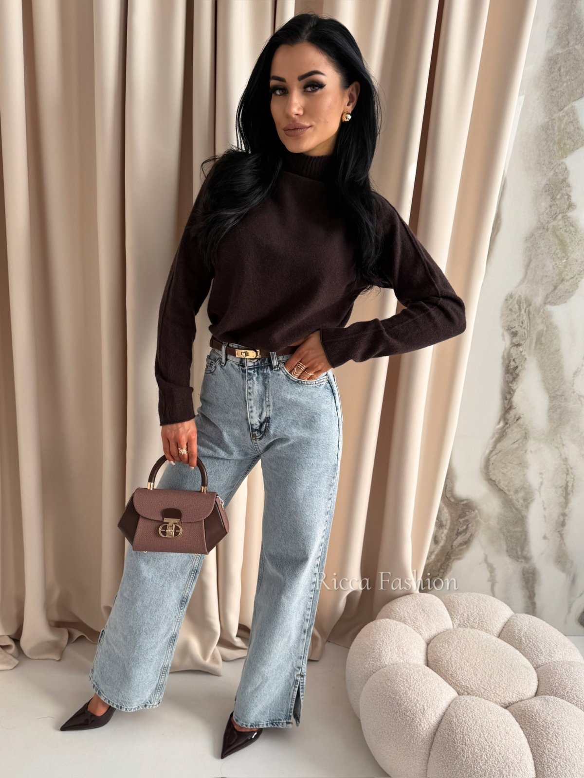 Półgolf z alpaką EMILIO, chocolate