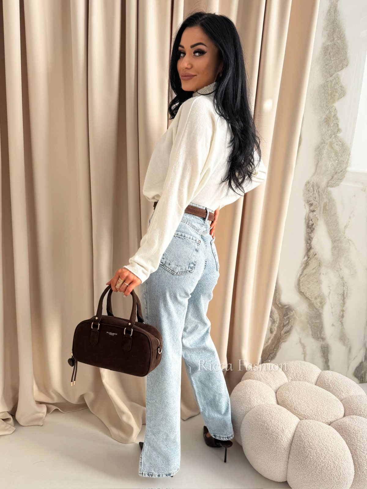 Półgolf z alpaką EMILIO, ecru