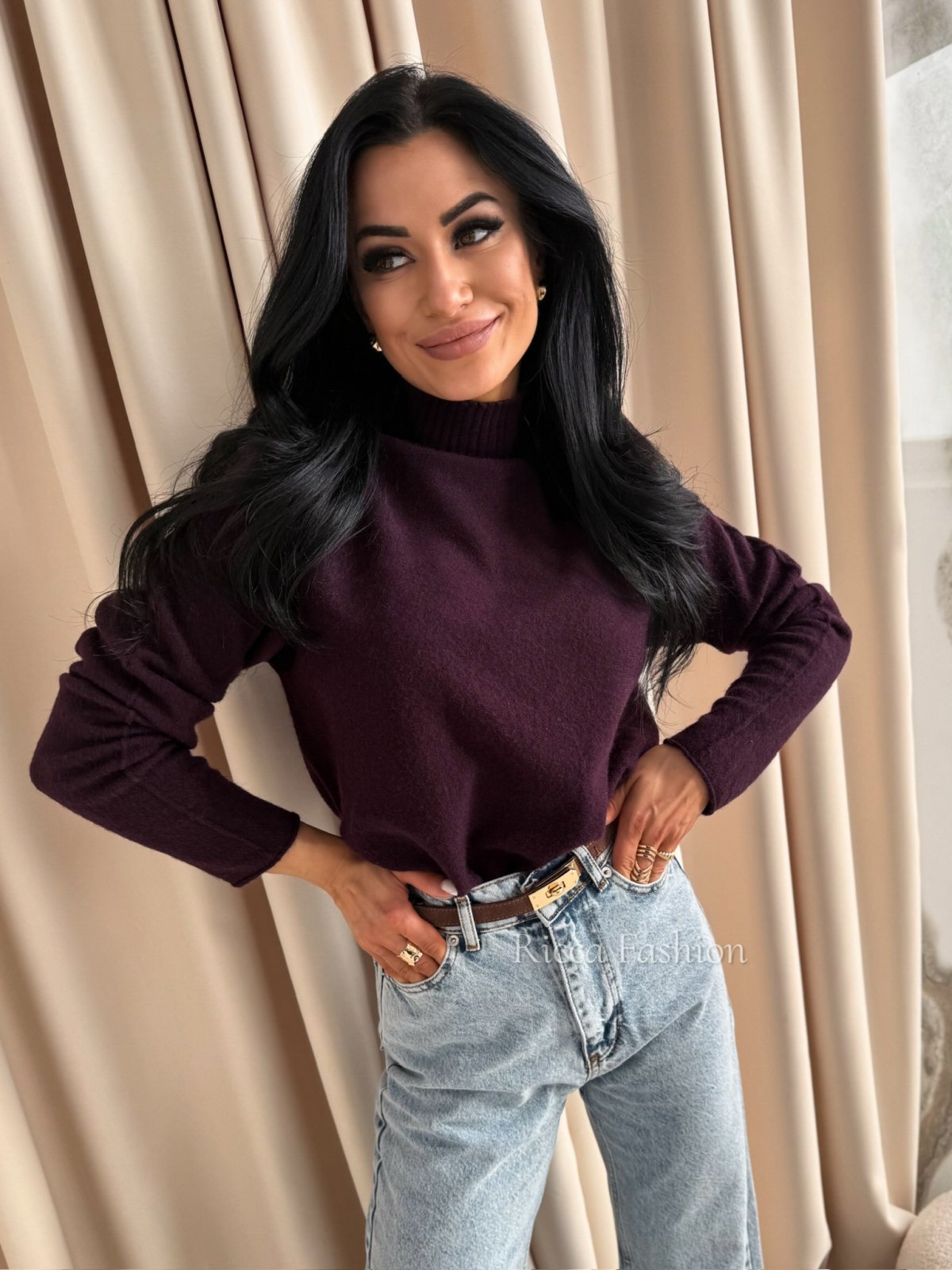 Półgolf z alpaką EMILIO, plum