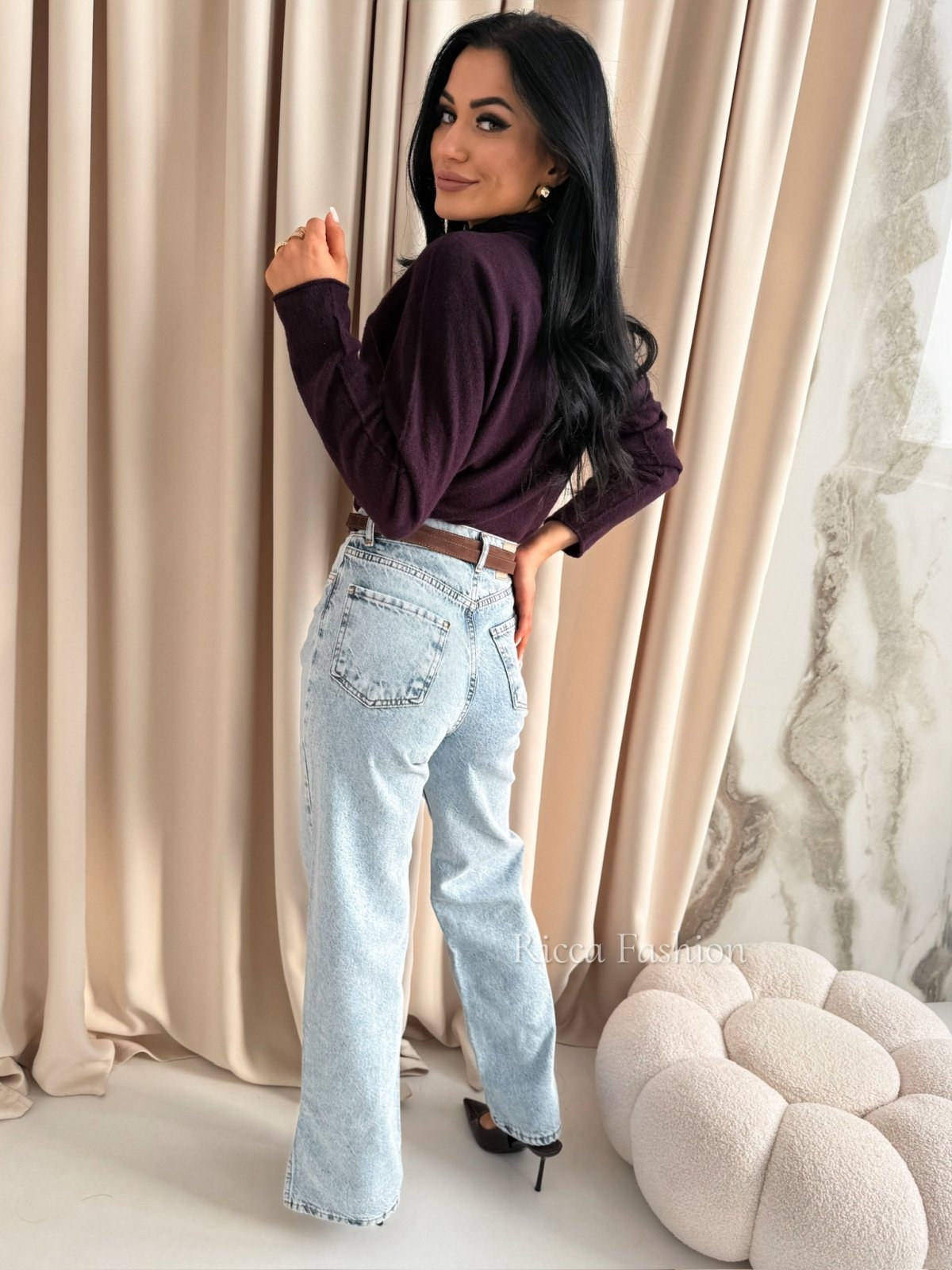 Półgolf z alpaką EMILIO, plum