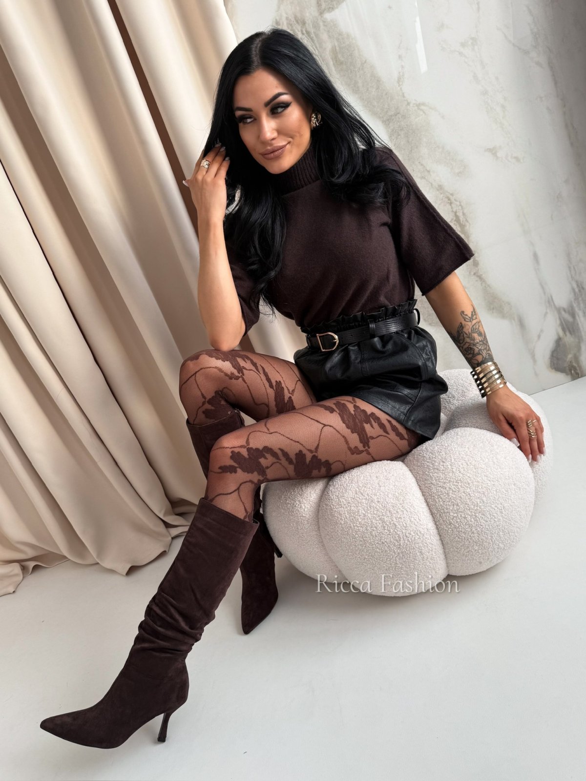 Półgolf z alpaką VIVIEN, chocolate