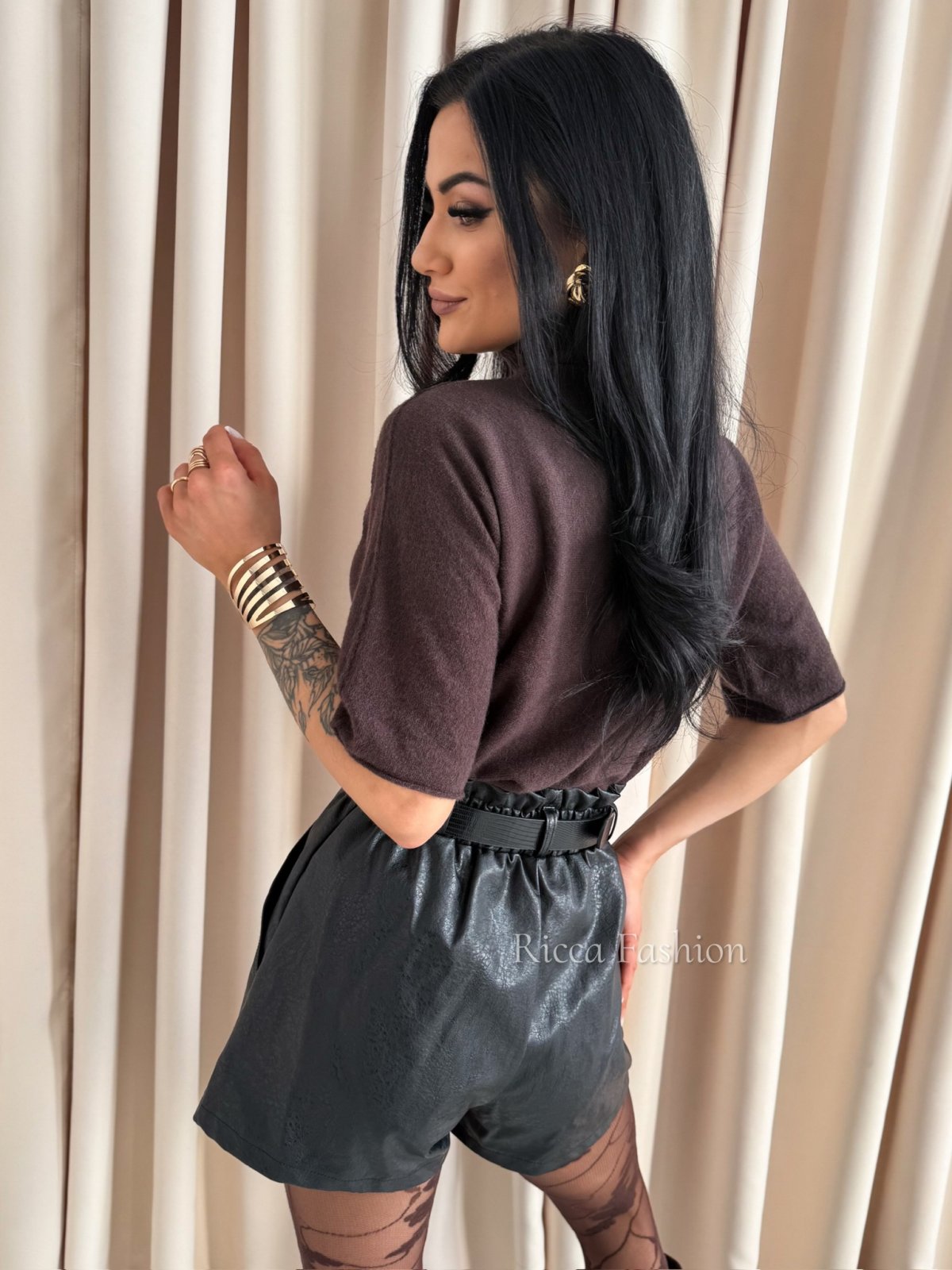 Półgolf z alpaką VIVIEN, chocolate