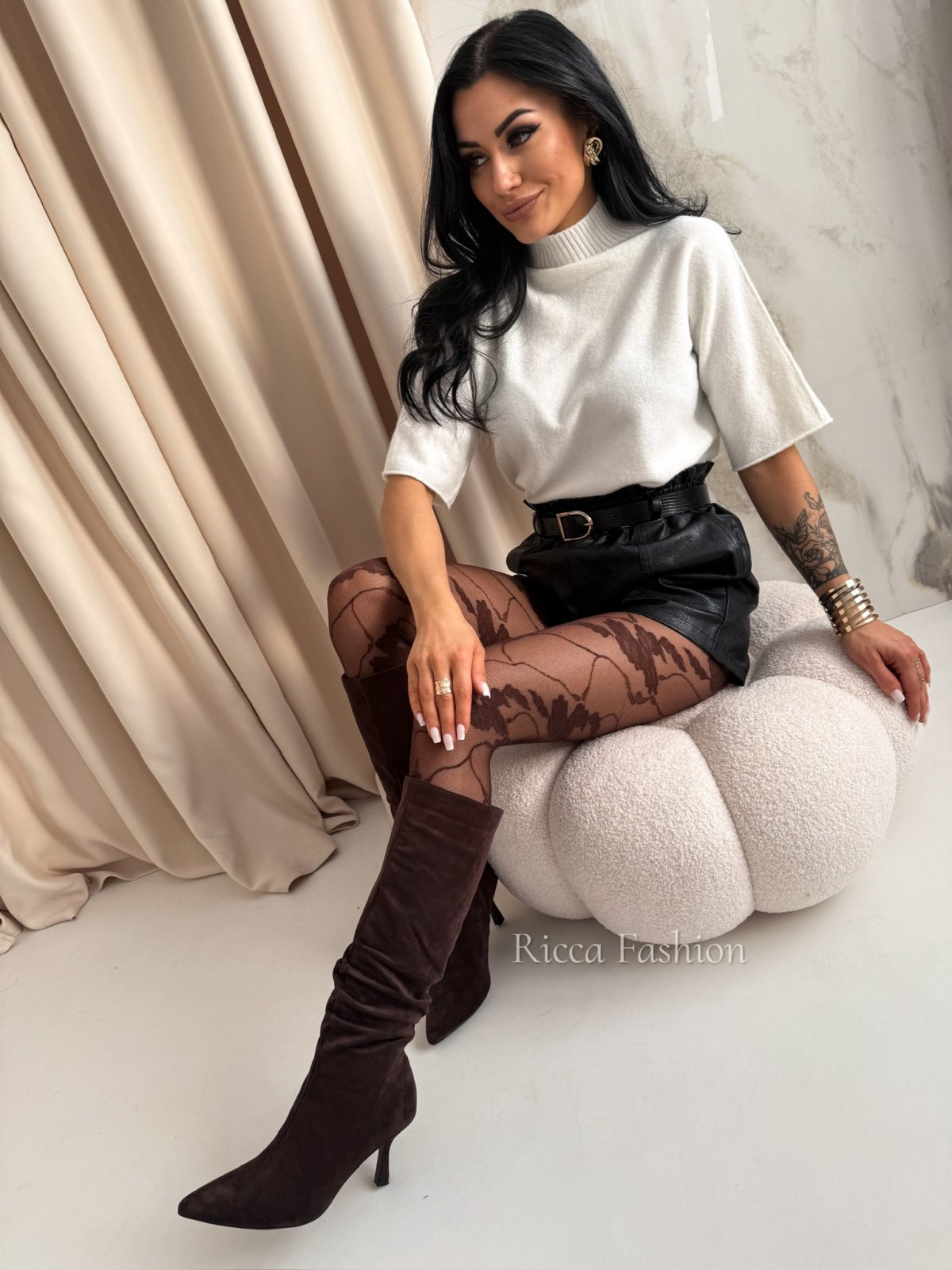 Półgolf z alpaką VIVIEN, ecru