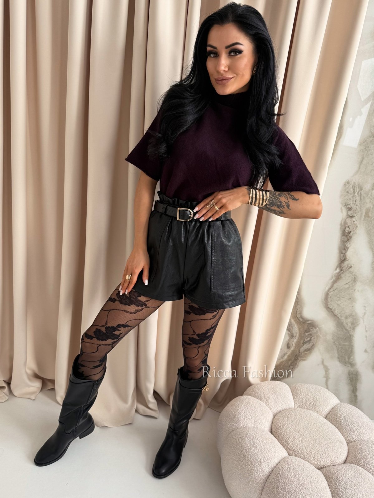 Półgolf z alpaką VIVIEN, plum