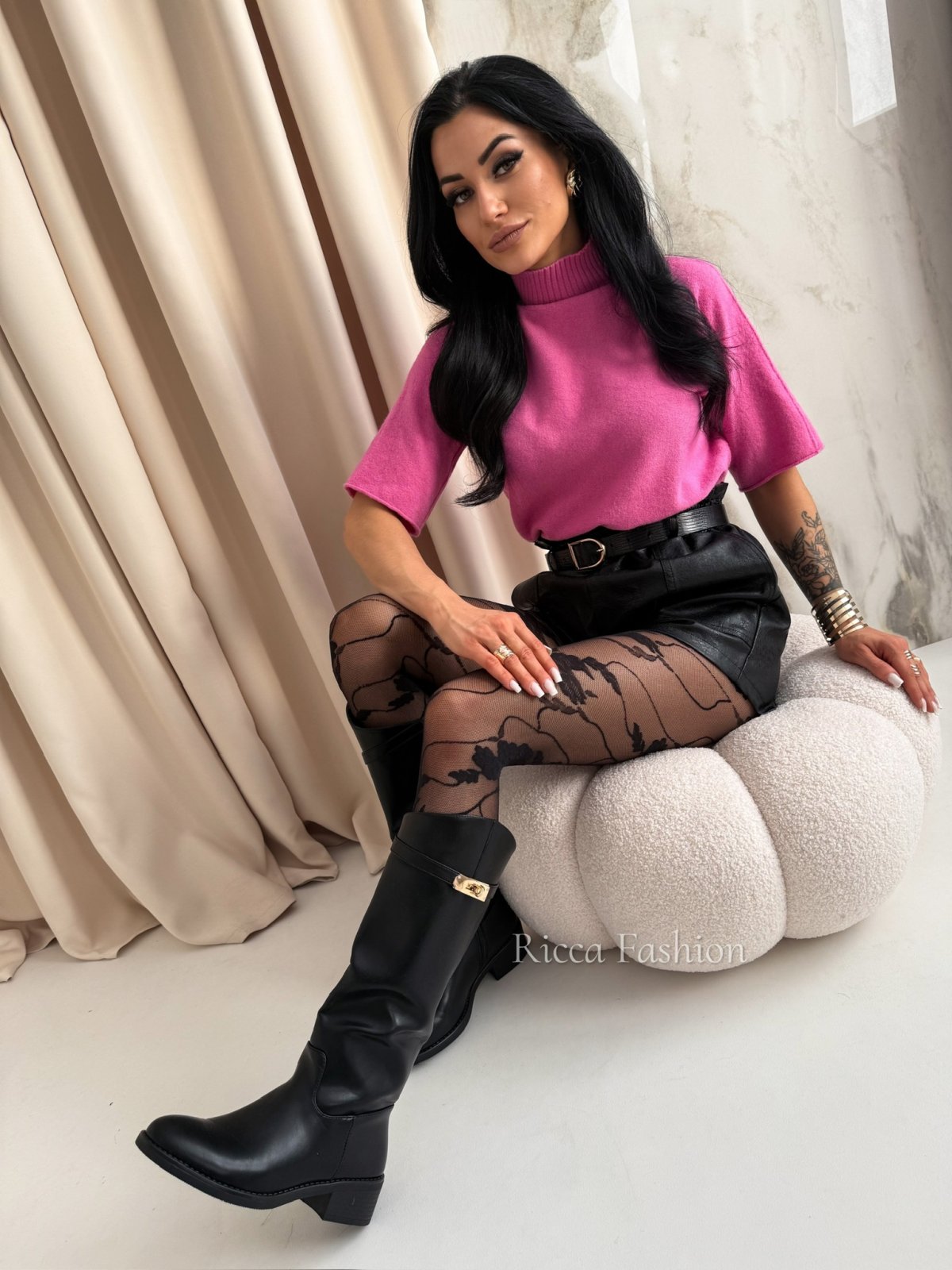 Półgolf z alpaką VIVIEN, pink