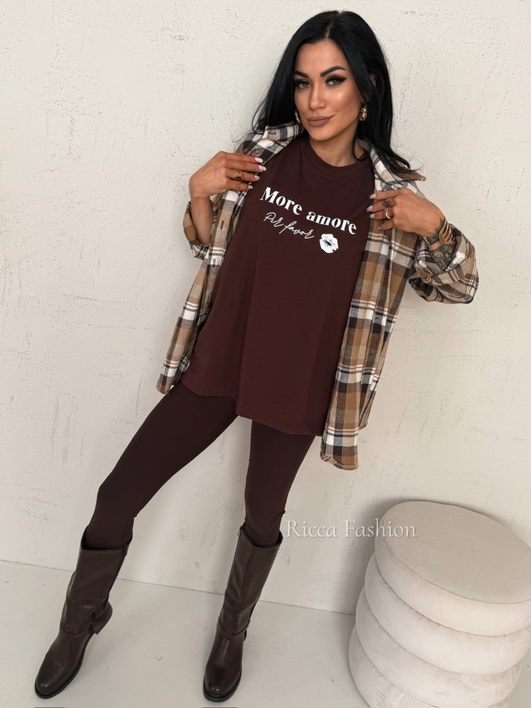 T-shirt MORE AMORE, chocolate