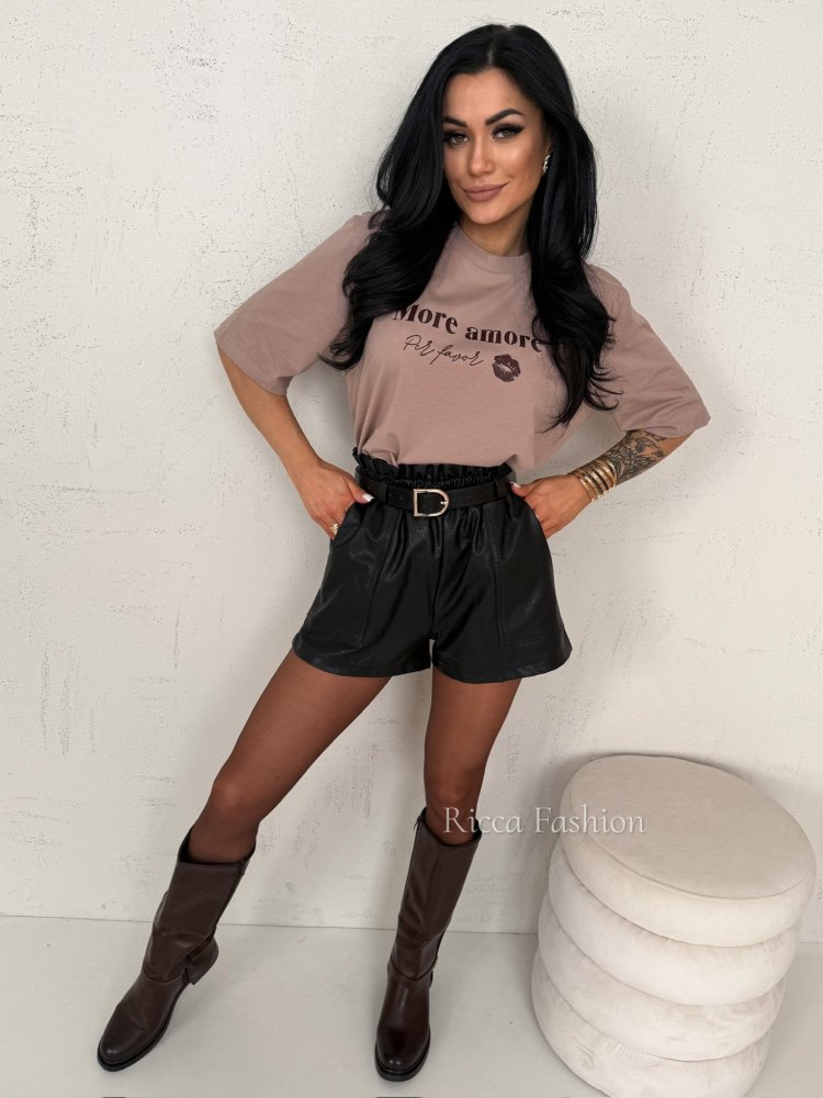 T-shirt MORE AMORE, mocca