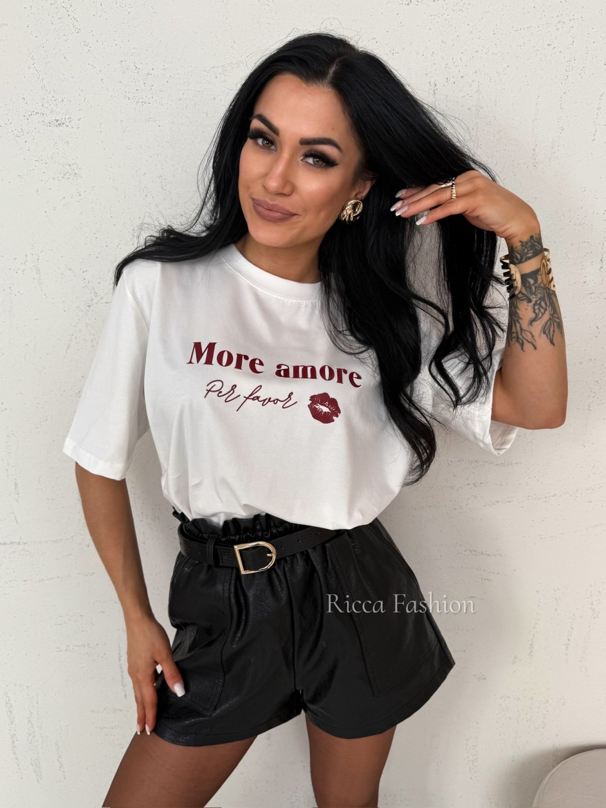 T-shirt MORE AMORE, ecru