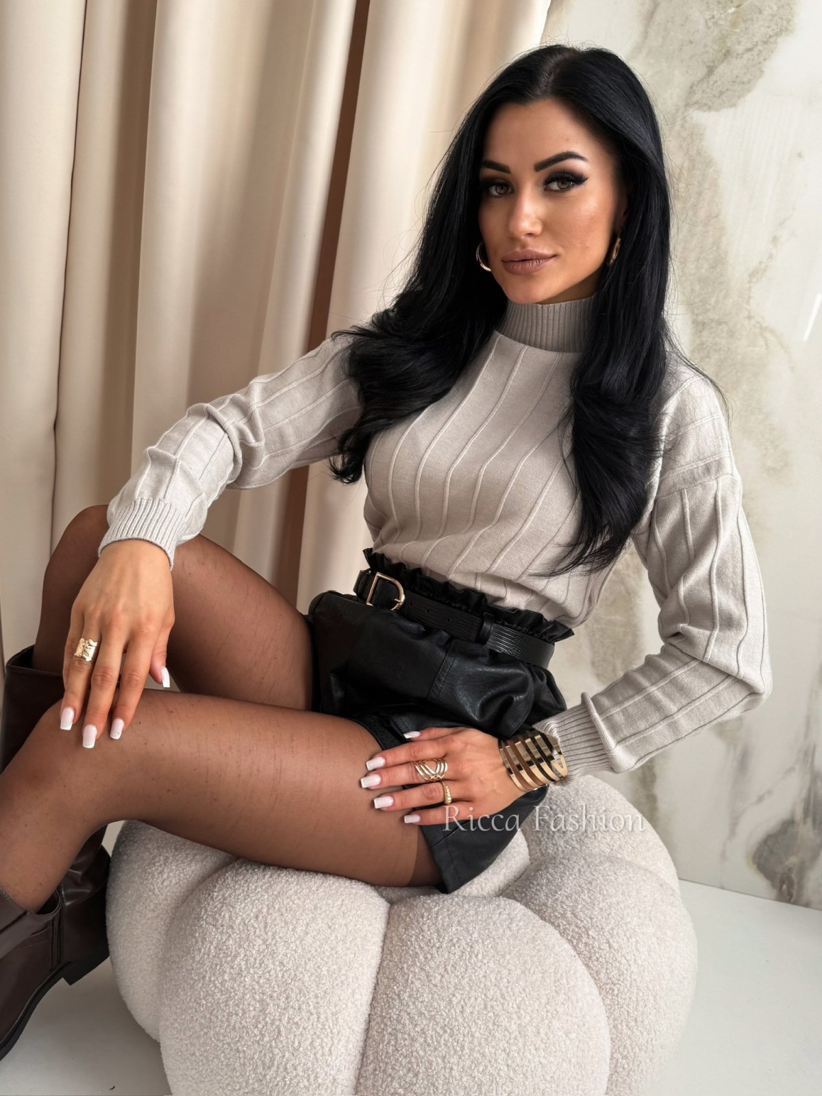 Półgolf z wiskozą LAURETTE, beige