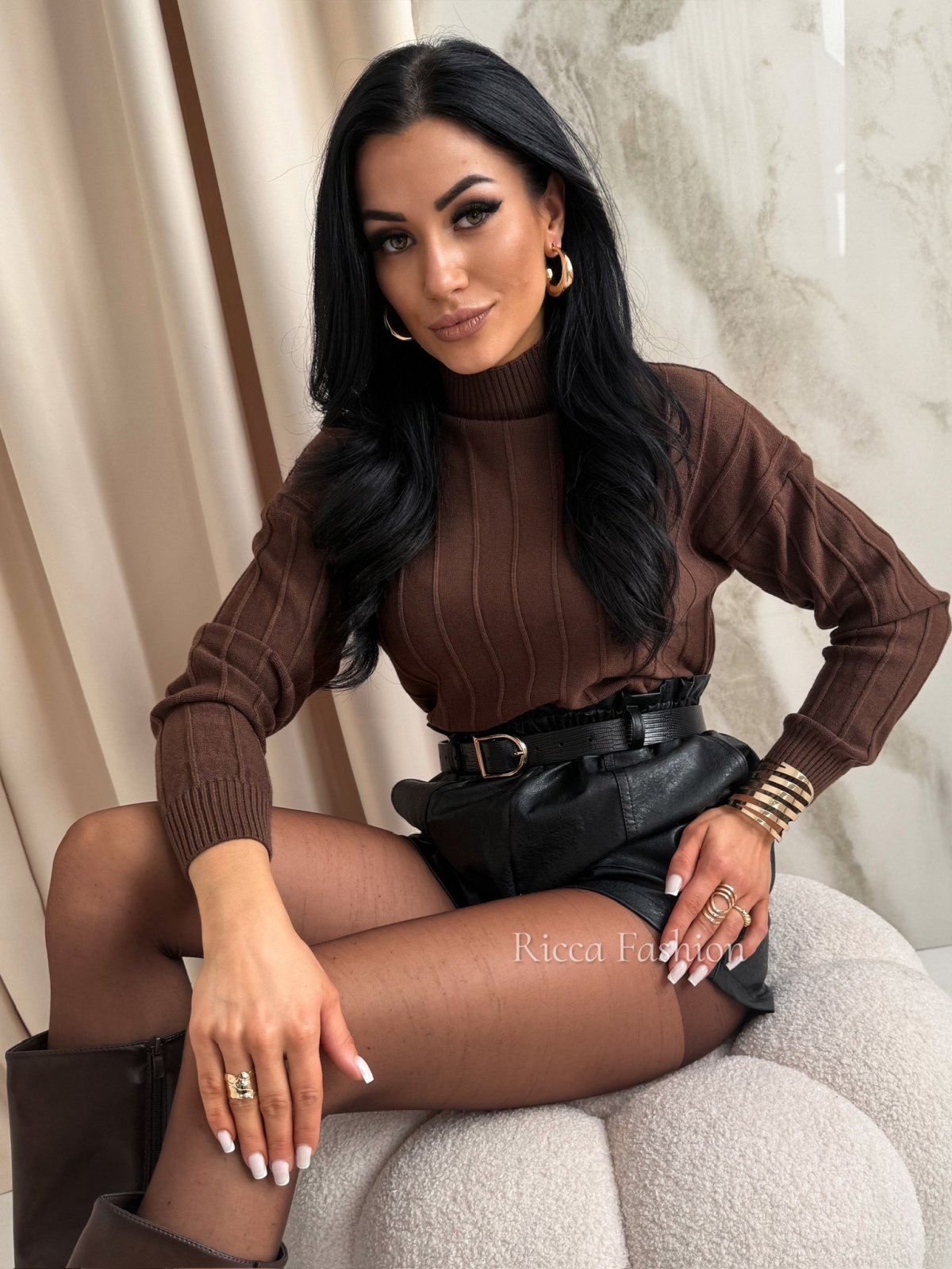 Półgolf z wiskozą LAURETTE, chocolate