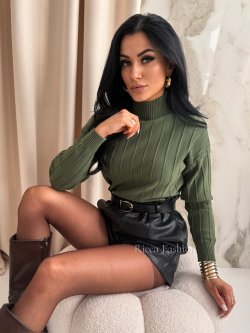 Półgolf z wiskozą LAURETTE, khaki