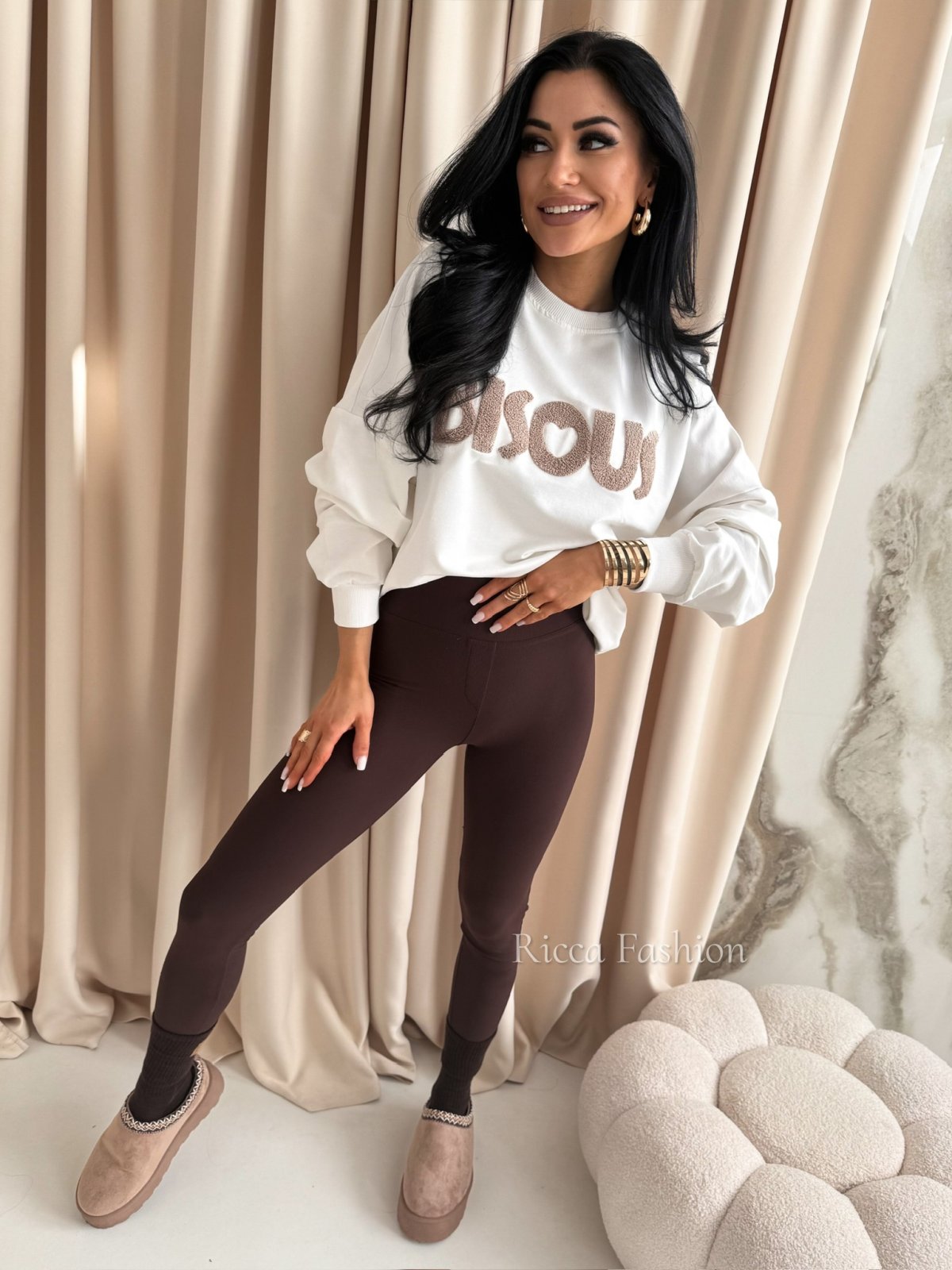 Bluza bawełniana BISOUS, ecru