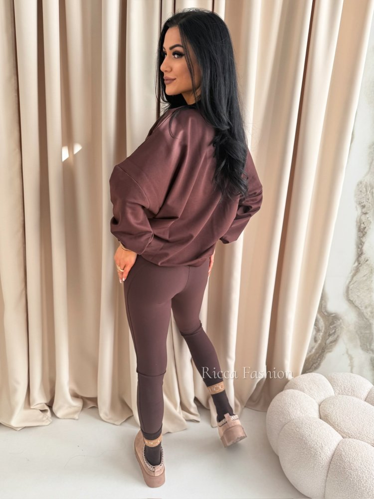 Bluza bawełniana BISOUS, chocolate/beige