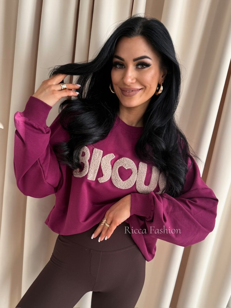 Bluza bawełniana BISOUS, plum