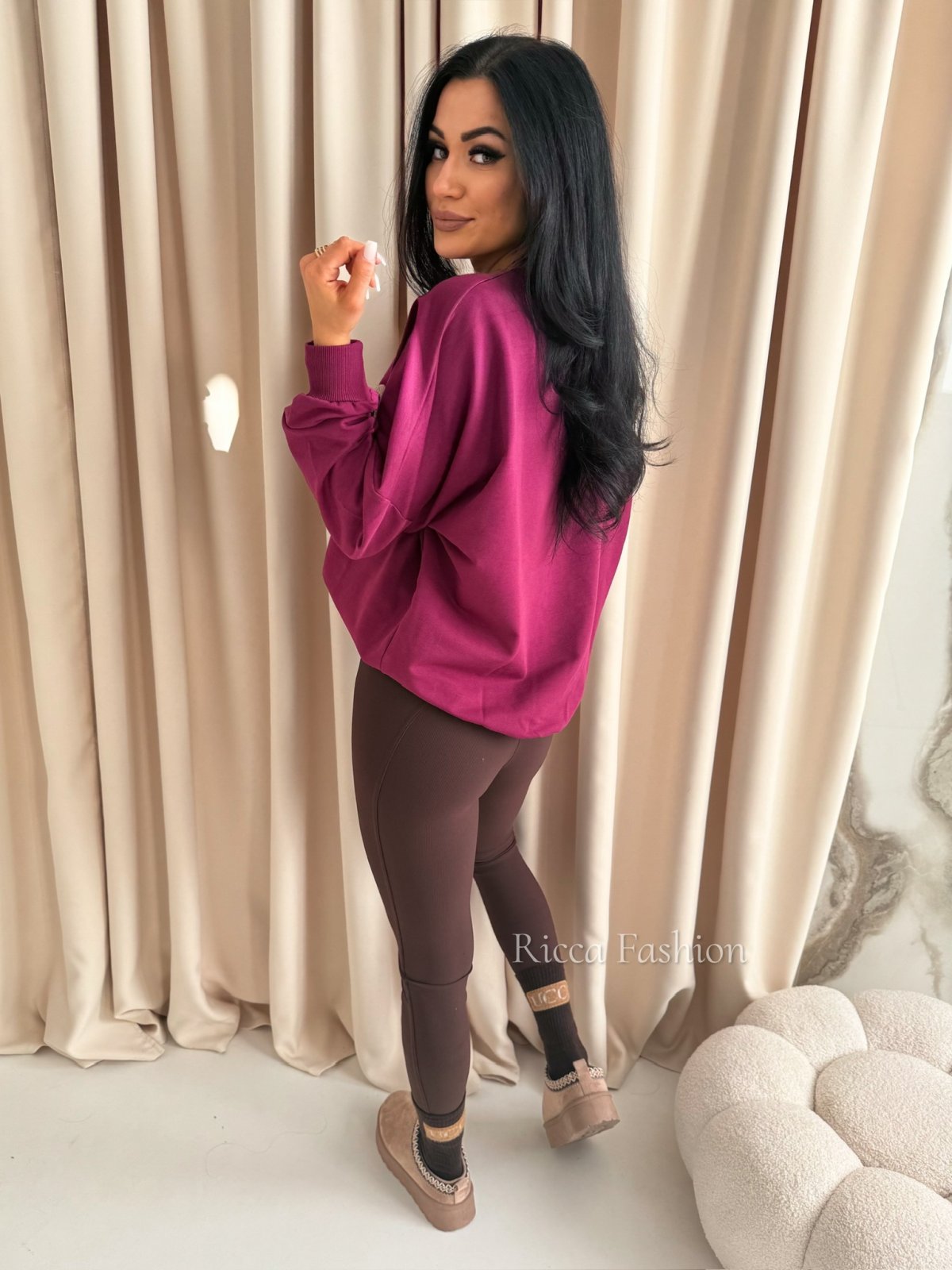 Bluza bawełniana BISOUS, plum