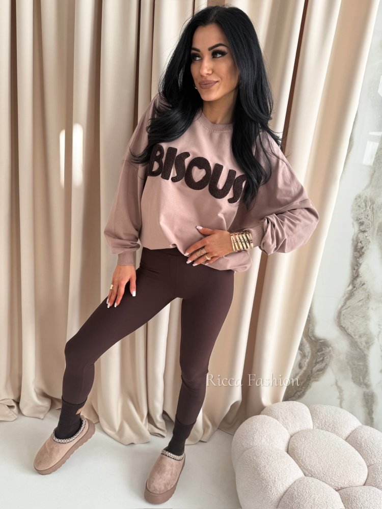 Bluza bawełniana BISOUS, fango